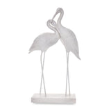 Decorative Flamingo Couple Polyresin Showpiece (White)