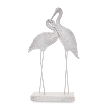 Decorative Flamingo Couple Polyresin Showpiece (White)