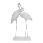 Decorative Flamingo Couple Polyresin Showpiece (White)