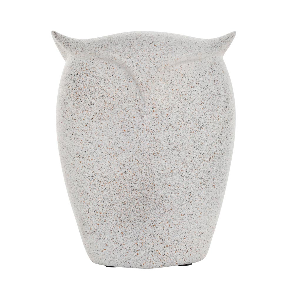 Owl Face Polyresin Showpiece (White)