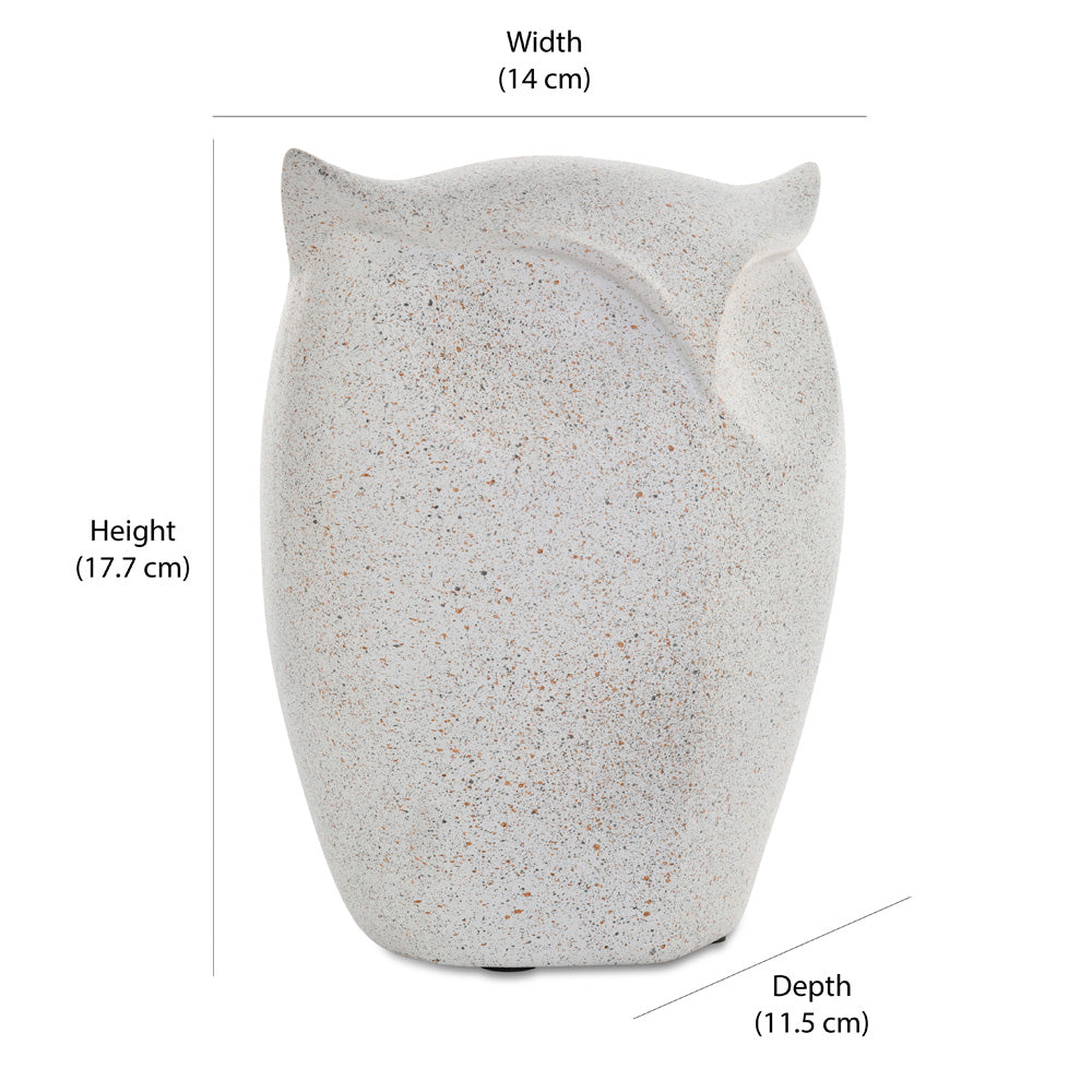 Owl Face Polyresin Showpiece (White)