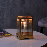 Nilkamal Square Shape Fluted Design Metal Glass Candle - 01