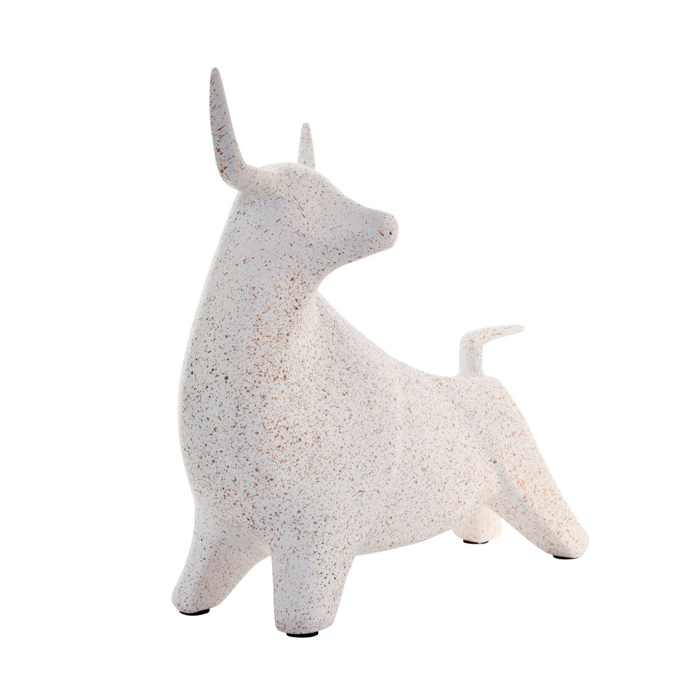 Ox Bull Polyresin Animal Showpiece (White)