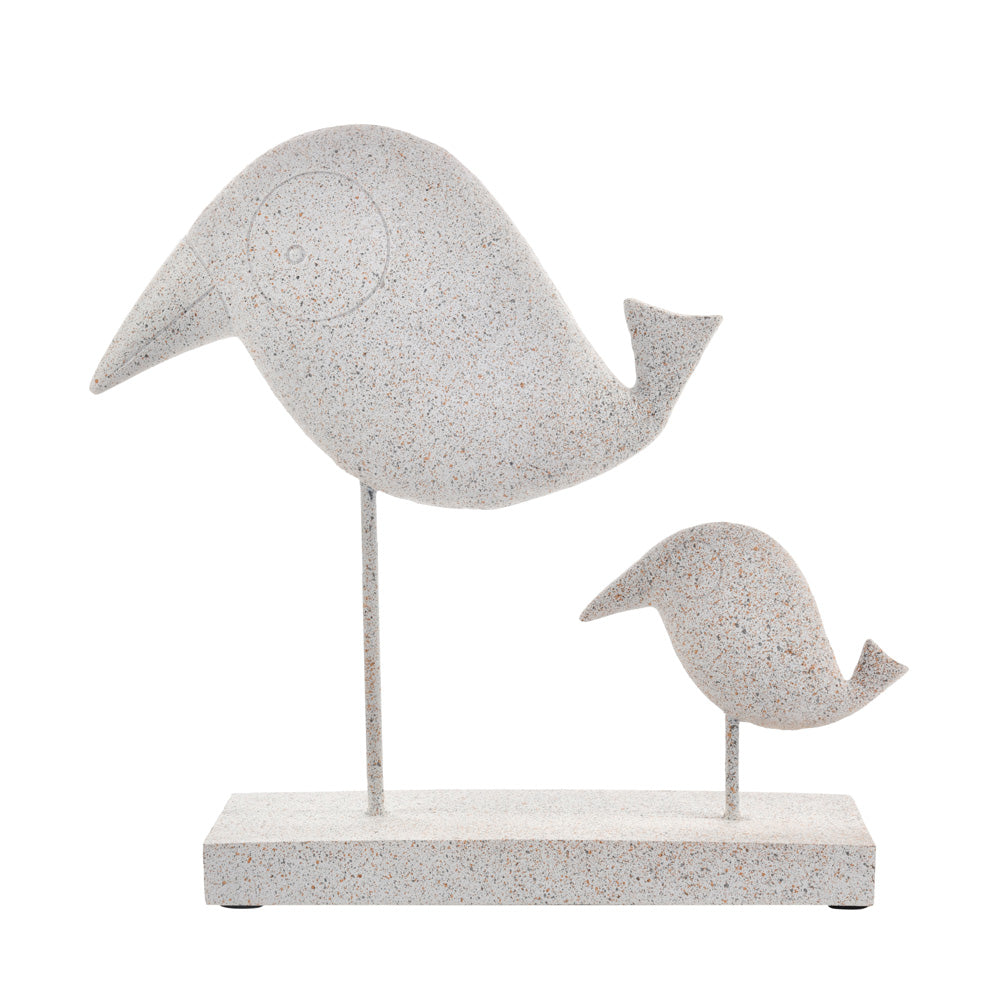 Mom and Baby Bird Polyresin Showpiece (White)