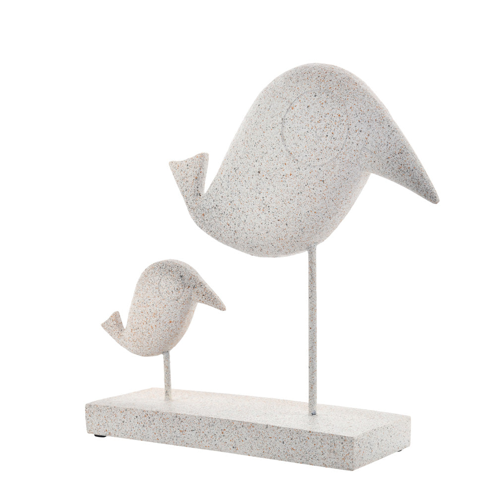 Mom and Baby Bird Polyresin Showpiece (White)