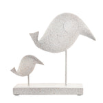 Mom and Baby Bird Polyresin Showpiece (White)