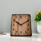 Square Shape Metal & Wooden Table Clock (Black & Brown)