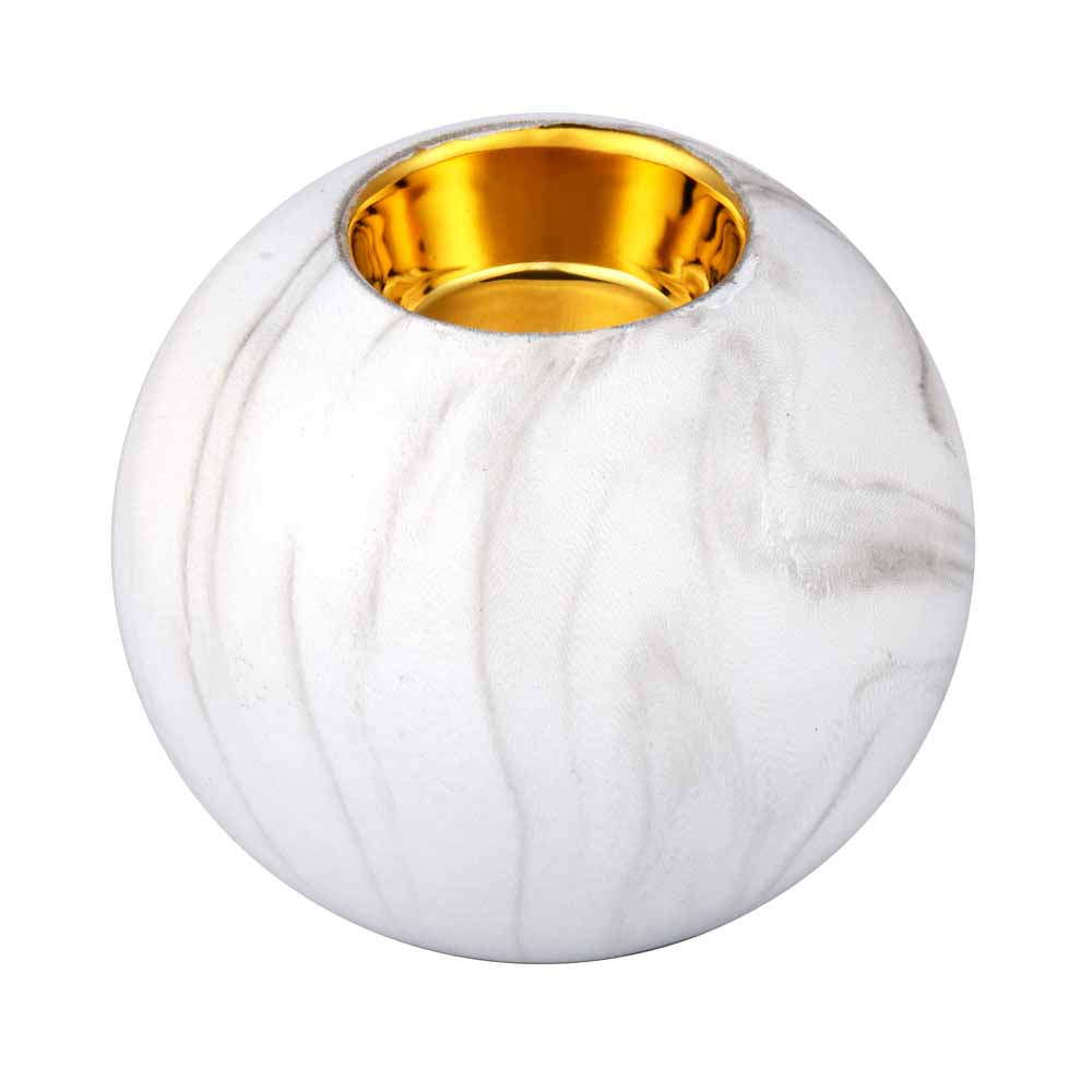 Round Ceramic Votive Tealight Holder (White & Gold)