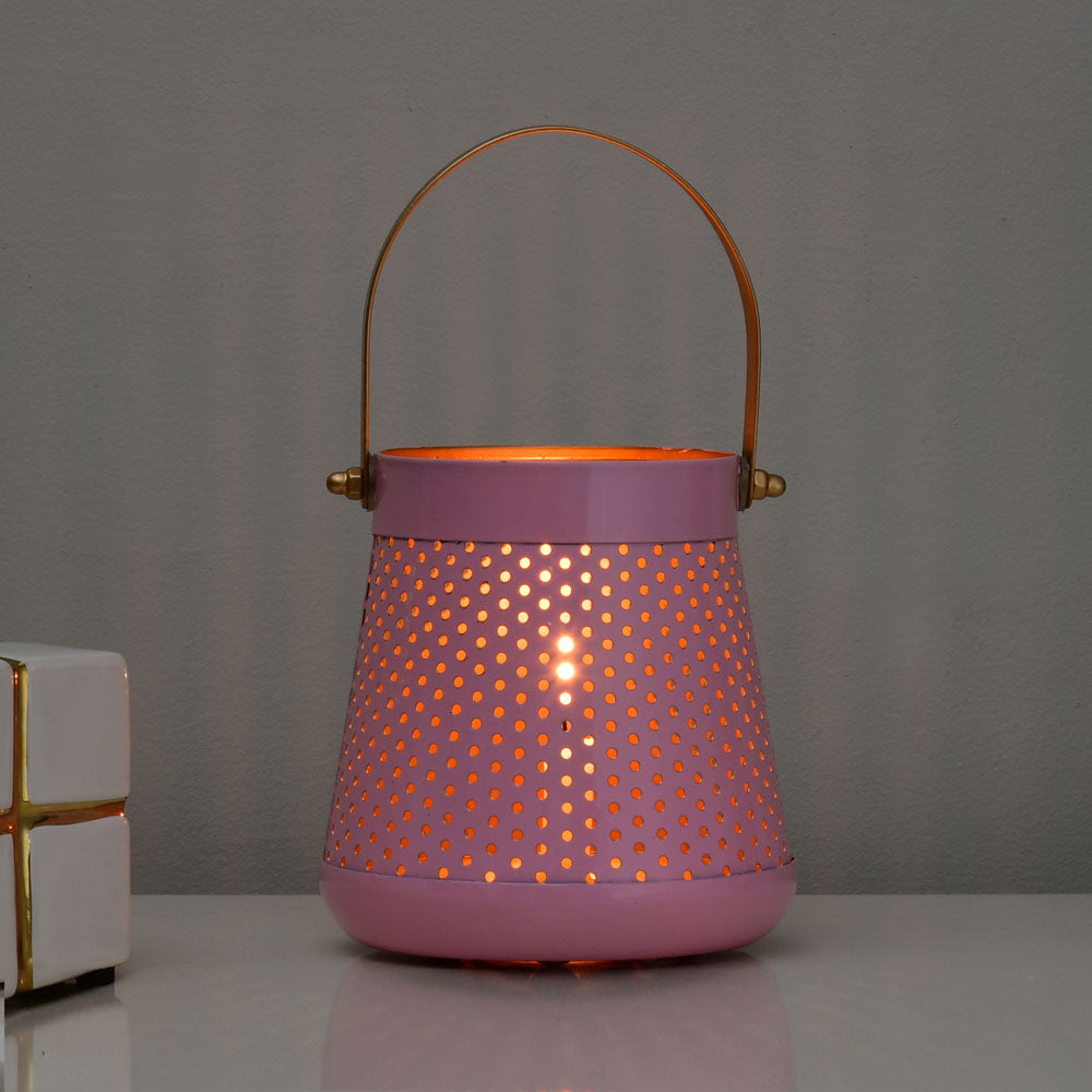 Decorative Modern Trapeze Metal Lantern (Pink)