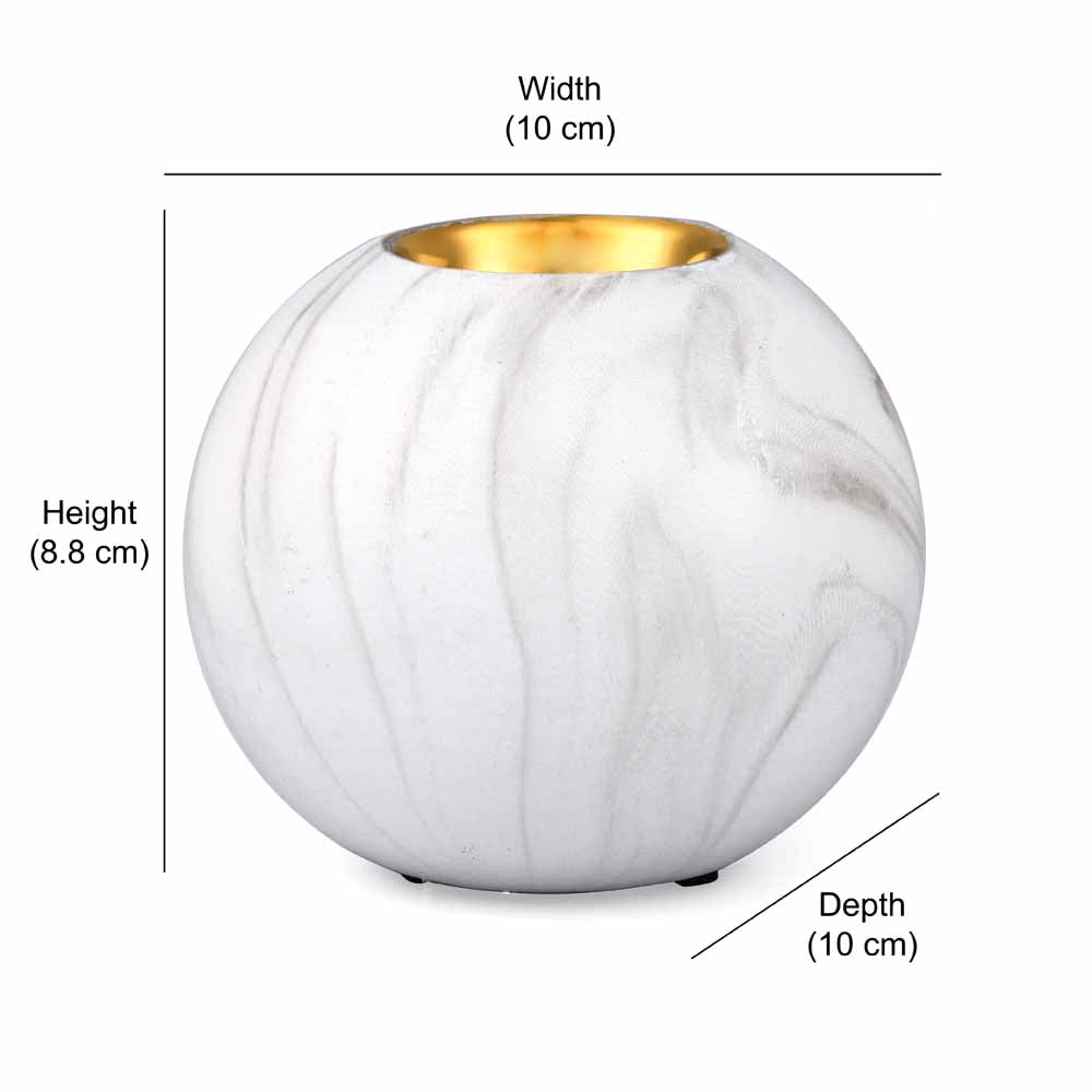 Round Ceramic Votive Tealight Holder (White & Gold)