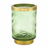 Transparent Glass Tumbler Toothbrush Holder (Green & Gold)