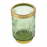 Transparent Glass Tumbler Toothbrush Holder (Green & Gold)