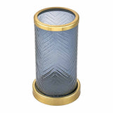 Transparent Glass Tumbler Toothbrush Holder (Blue & Gold)