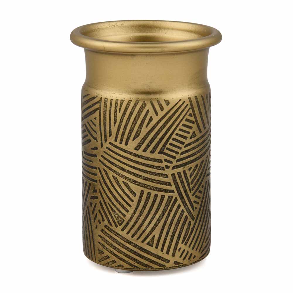 Multipurpose Metal Tumbler Toothbrush Holder (Antique Gold)