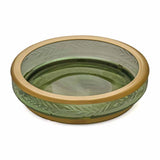 Transparent Glass Round Soap Dish (Green & Gold)