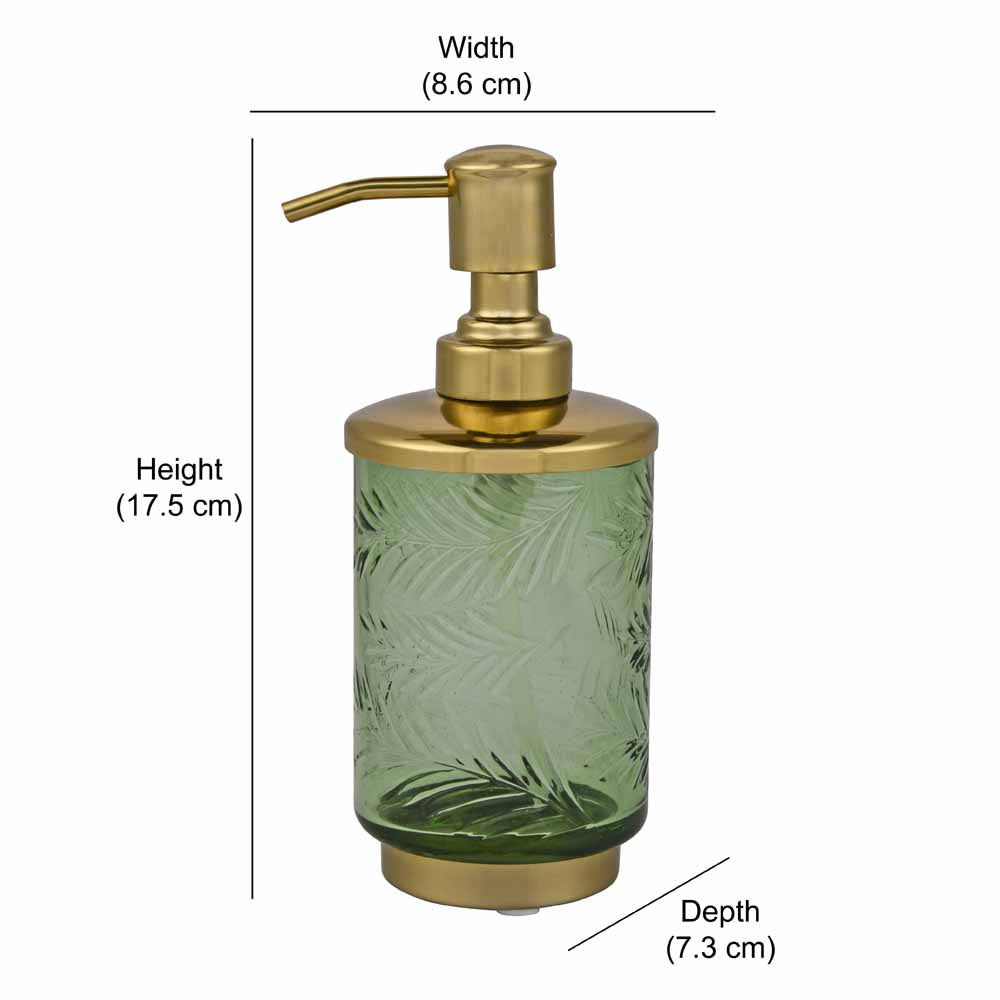 Transparent Glass Soap and Lotion Dispenser (Green & Gold)