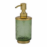 Transparent Glass Soap and Lotion Dispenser (Green & Gold)