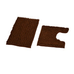 Chenille Polyester Bath Mat and Contour Set (Brown)