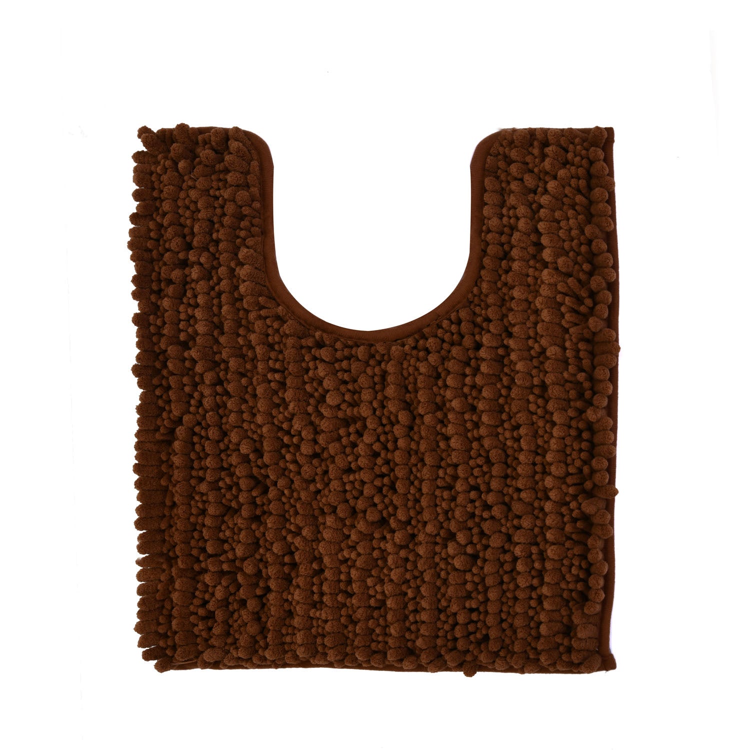 Chenille Polyester Bath Mat and Contour Set (Brown)