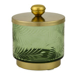 Transparent Cotton Swab Glass Jar (Green & Gold)