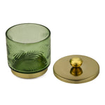 Transparent Cotton Swab Glass Jar (Green & Gold)