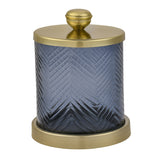 Transparent Cotton Swab Glass Jar (Blue & Gold)