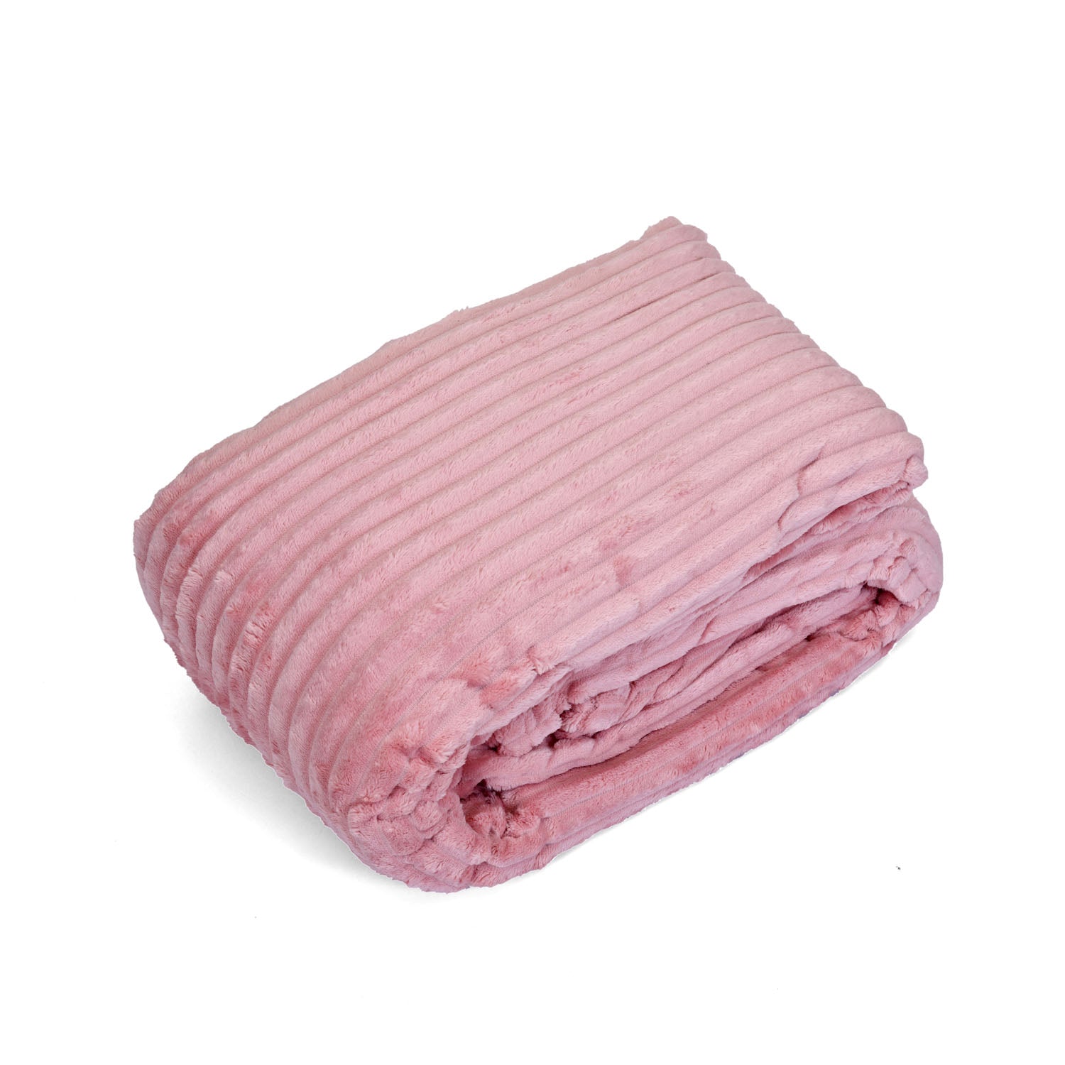 Fluted Flannel Polyester Single Blanket (Pink)