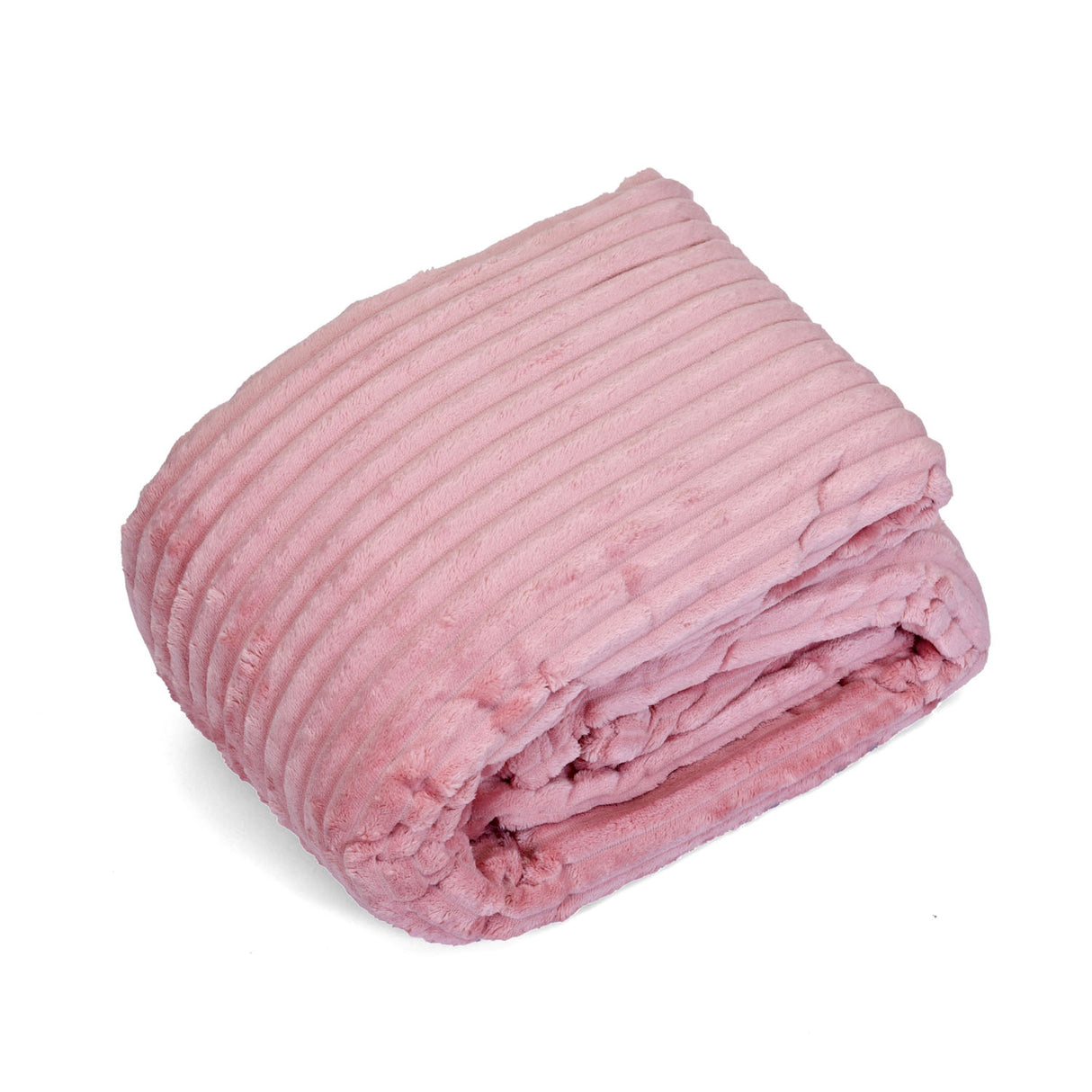 Fluted Flannel Polyester Double Blanket (Pink)