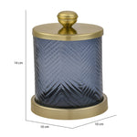 Transparent Cotton Swab Glass Jar (Blue & Gold)