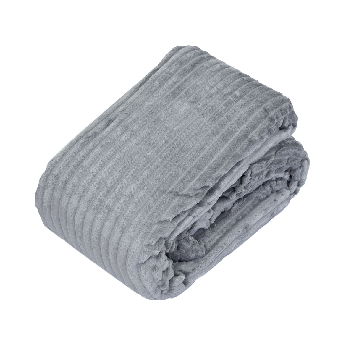 Fluted Flannel Polyester Double Blanket (Grey)