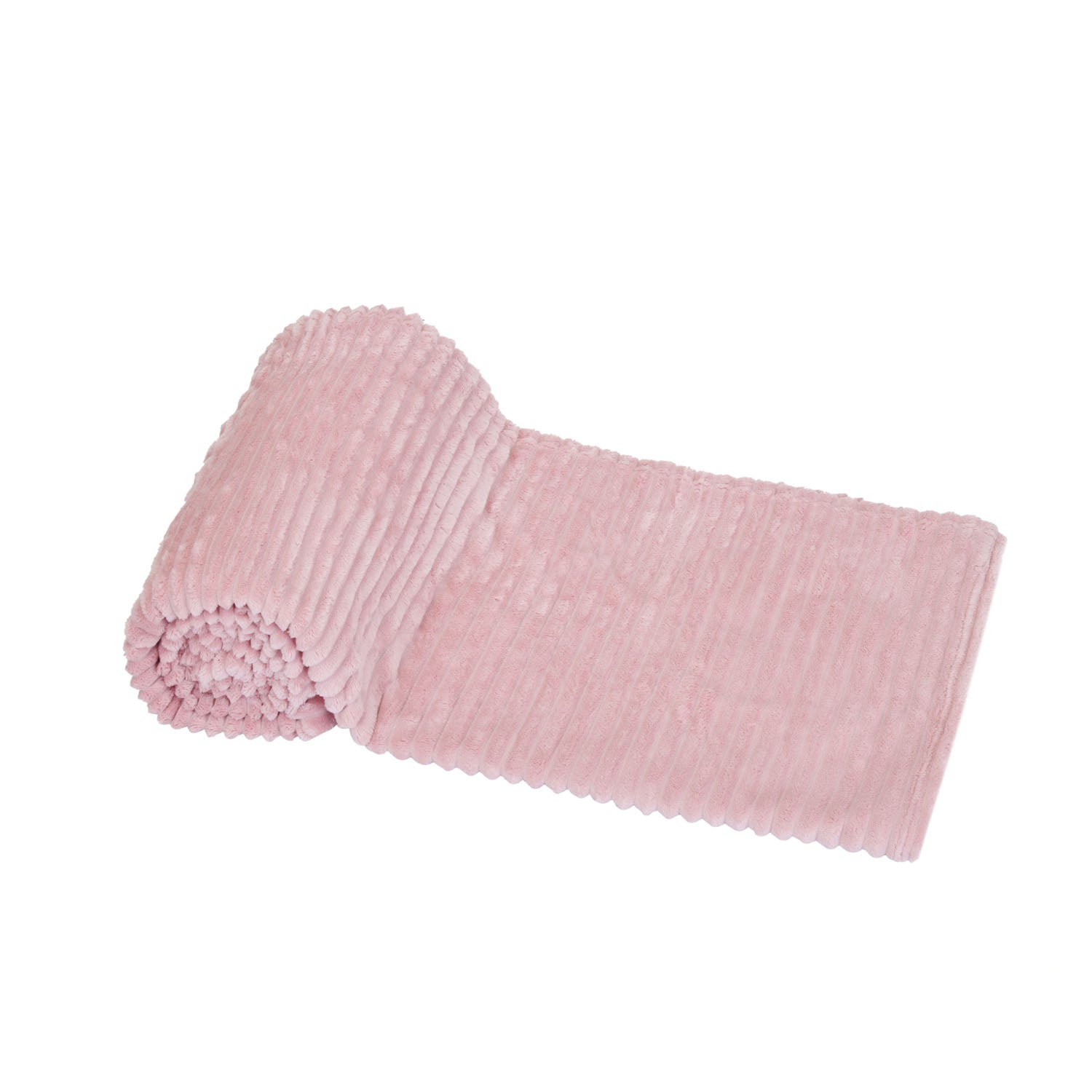 Fluted Flannel Polyester Single Blanket (Pink)