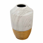 Decorative Bullet Shaped Ceramic Vase (White & Gold)