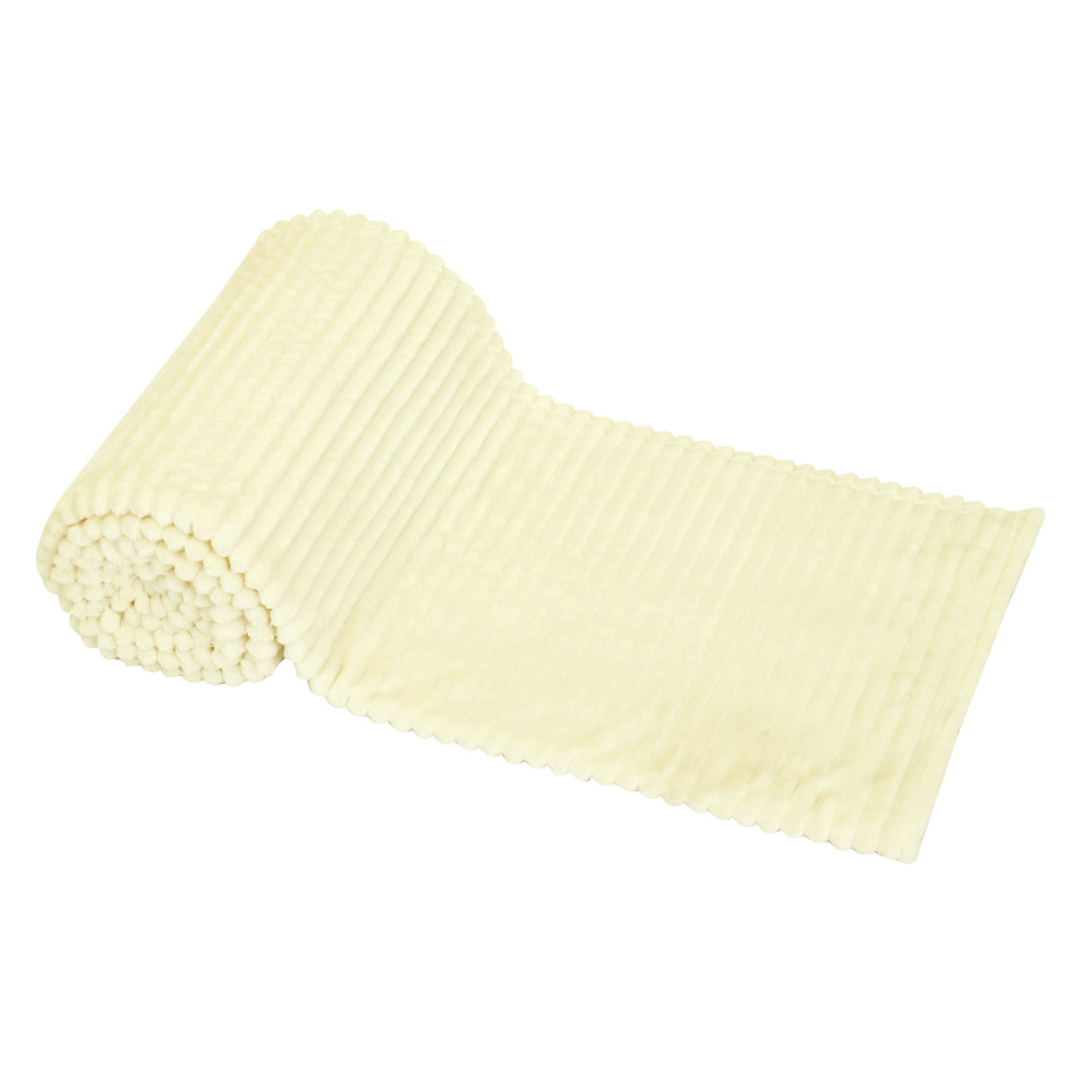 Fluted Flannel Polyester Double Blanket (Cream)