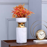 Decorative Hourglass Ceramic Vase (White & Gold)