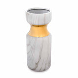 Decorative Hourglass Ceramic Vase (White & Gold)