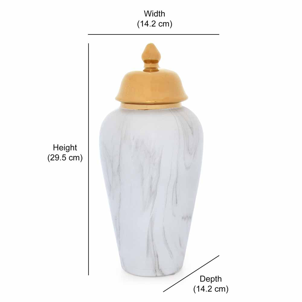 Decorative Ceramic Urn (White & Gold)