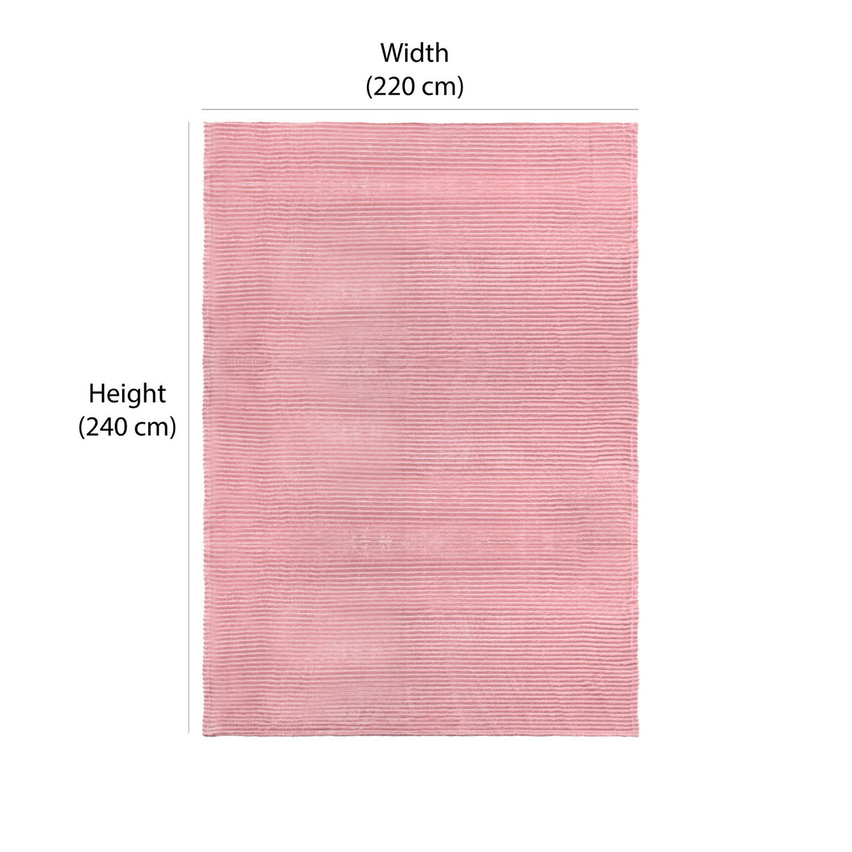 Fluted Flannel Polyester Double Blanket (Pink)