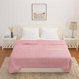 Fluted Flannel Polyester Double Blanket (Pink)