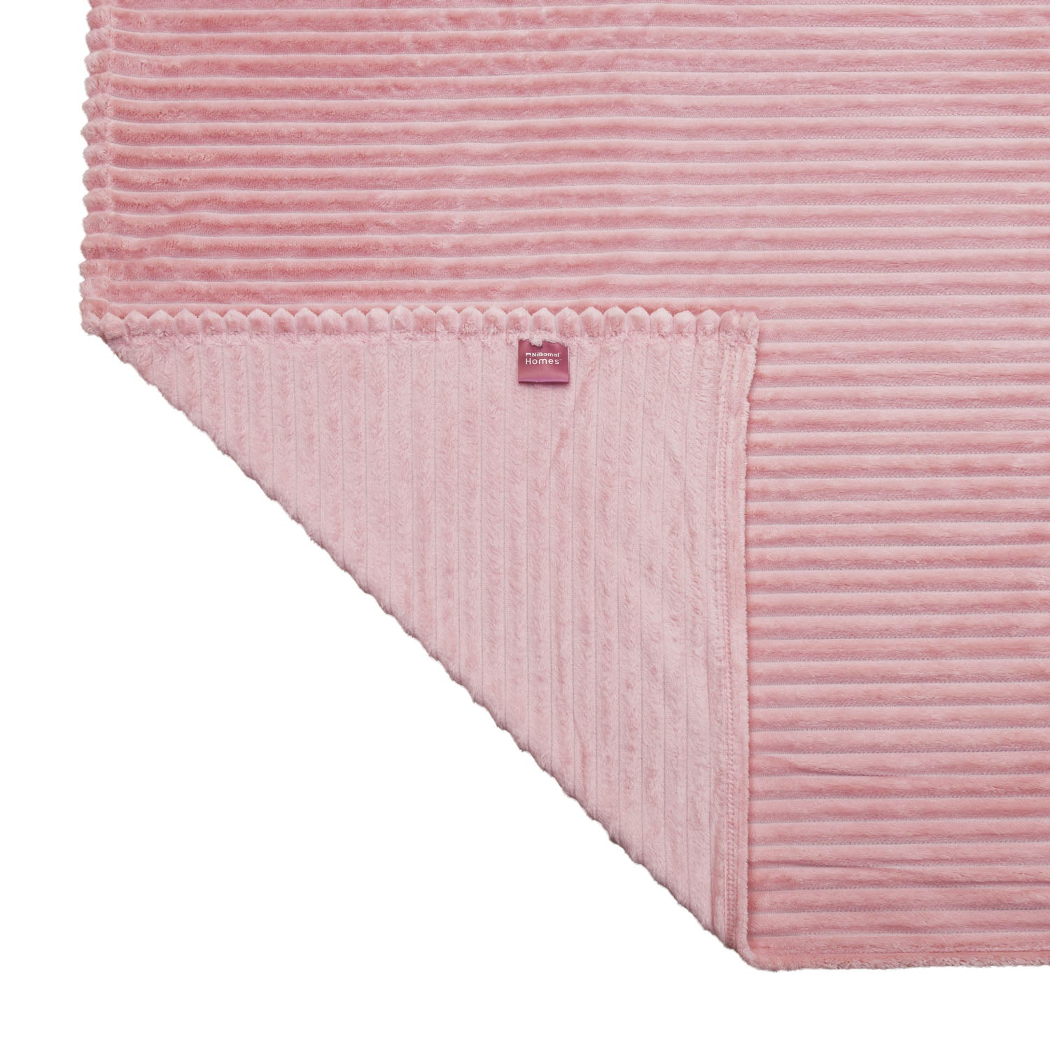 Fluted Flannel Polyester Double Blanket (Pink)