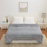 Fluted Flannel Polyester Double Blanket (Grey)