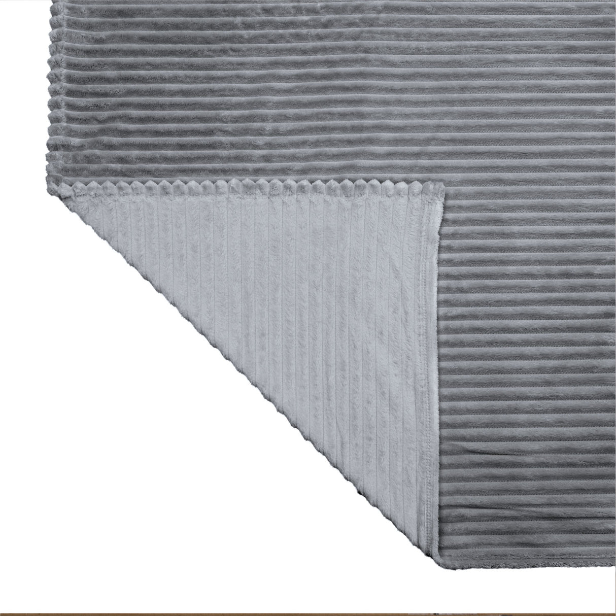 Fluted Flannel Polyester Double Blanket (Grey)