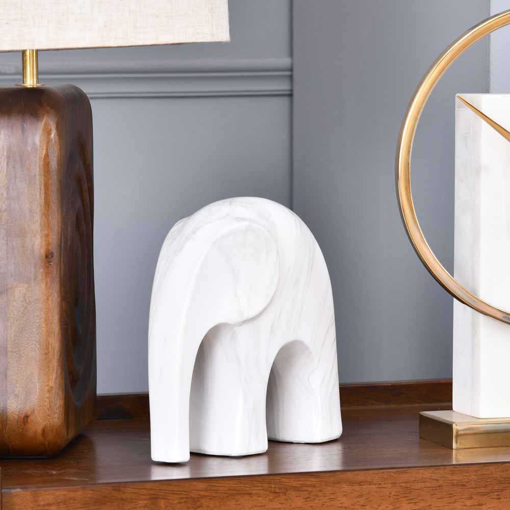 Decorative Ceramic Elephant Showpiece (White)