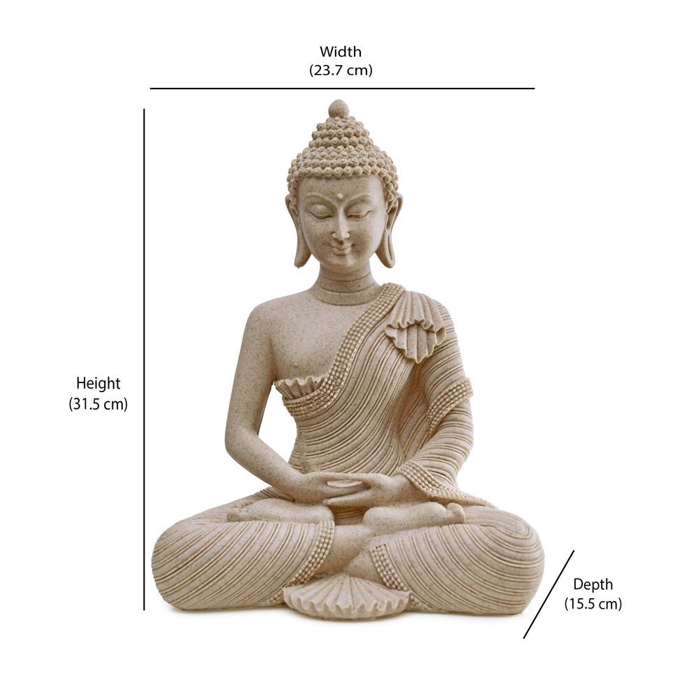 Meditating Buddha Polyresin Showpiece 31.5 cm (Sand)