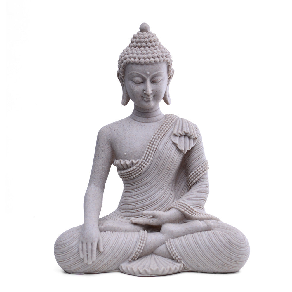 Meditating Buddha Polyresin Showpiece 26 cm (Sand)