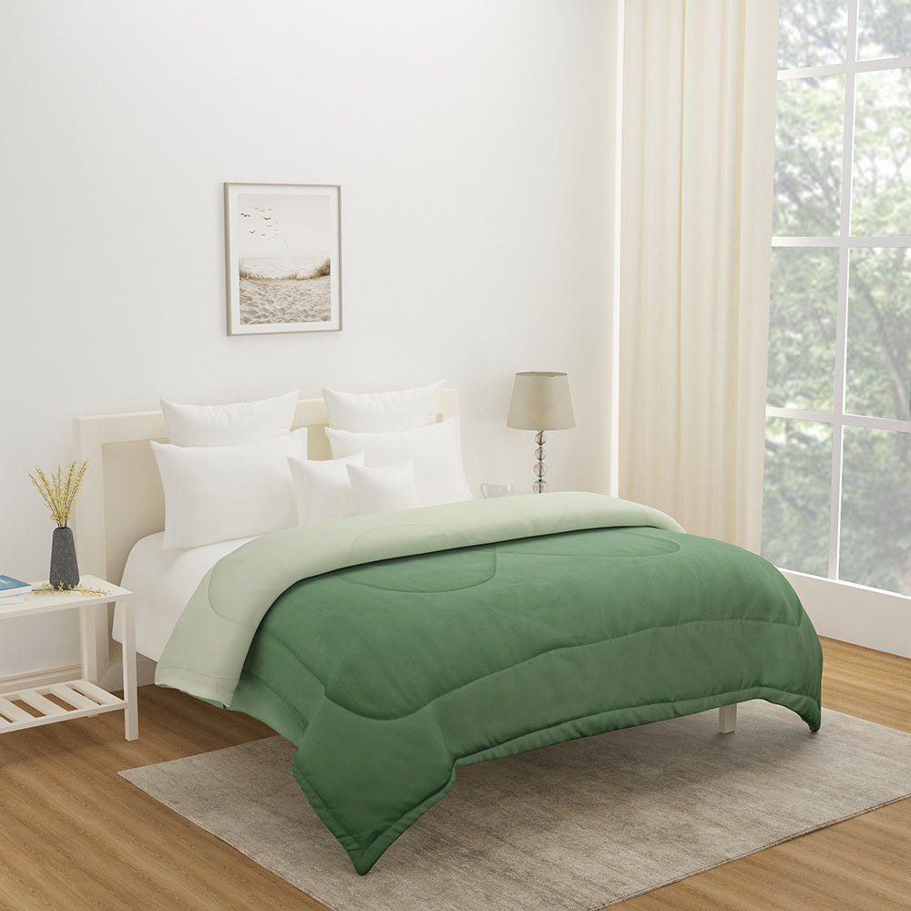 Polyester Reversible Double Bed Comforter (Olive)