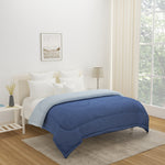 Polyester Reversible Double Bed Comforter (Blue)