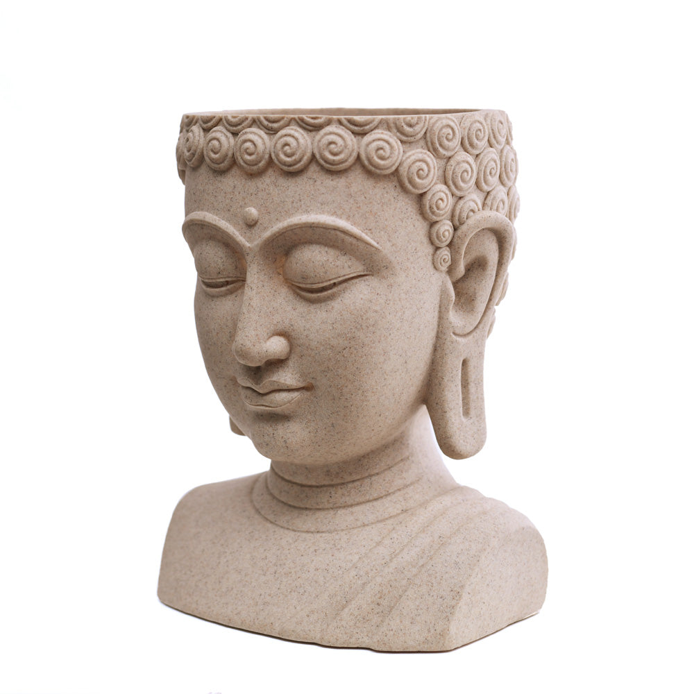 Buddha Bust Polyresin Planter (Sand)