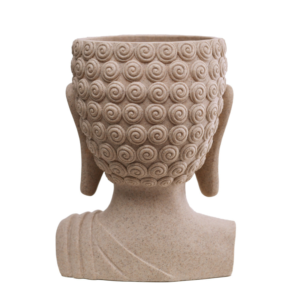 Buddha Bust Polyresin Planter (Sand)