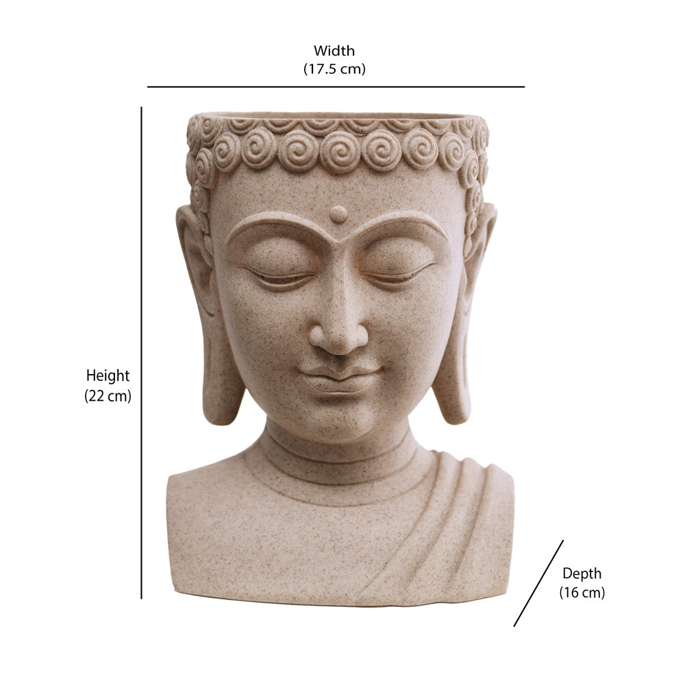 Buddha Bust Polyresin Planter (Sand)