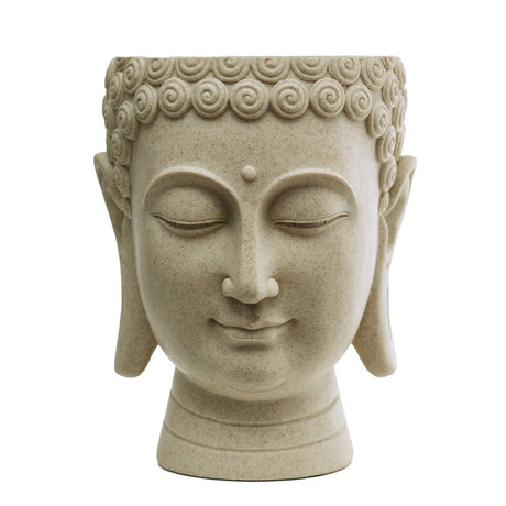 Buddha Face Polyresin Planter (Sand)